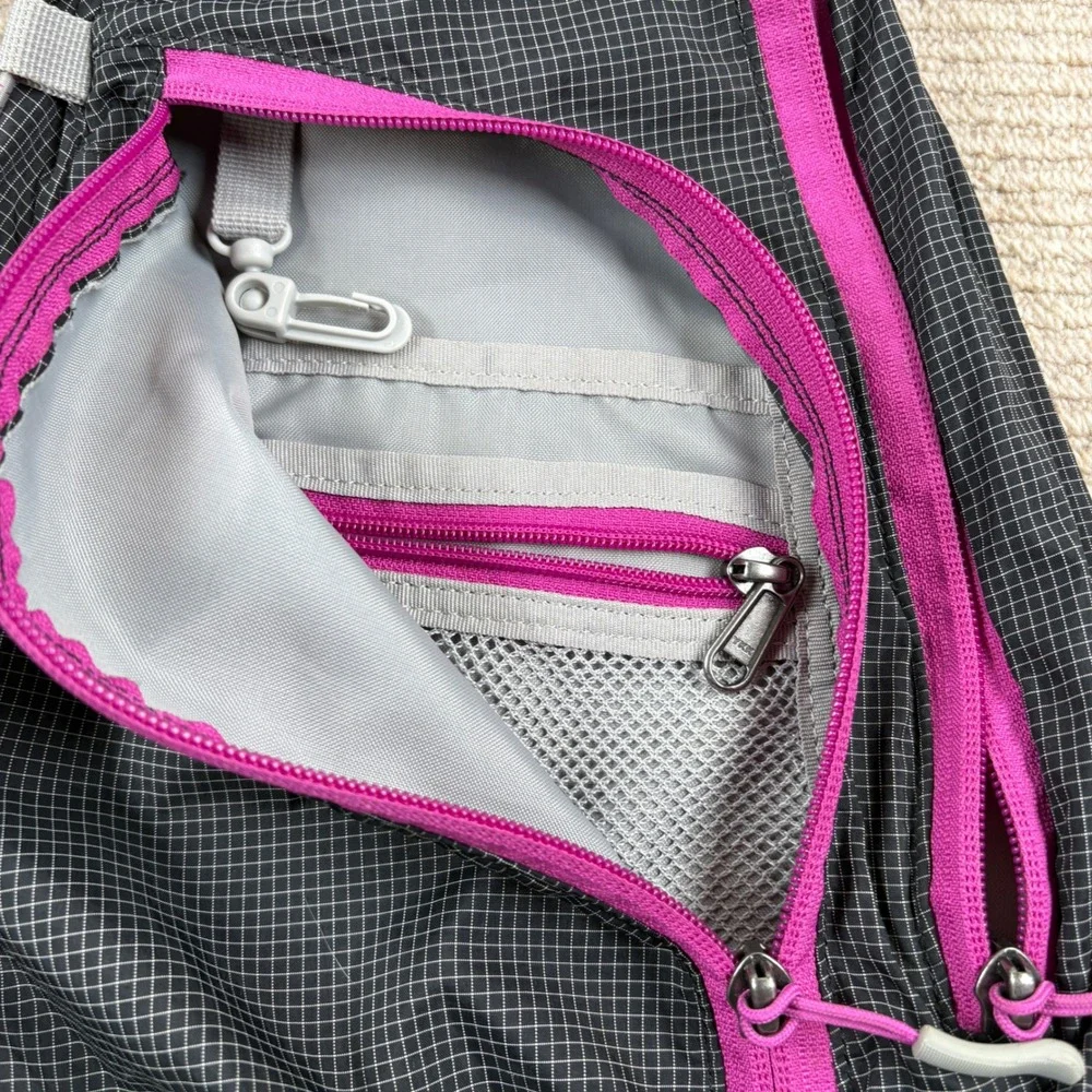 Eddie Bauer Sling Backpack Black Pink Ripstop Gorpcore Hiking Outdoor
